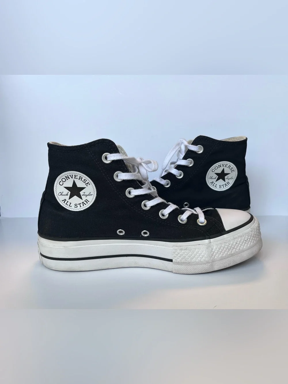 CONVERSE Chuck Taylor All Star High Top Platform Black Sneakers Women’s Size 7.5 - Picture 1 of 10